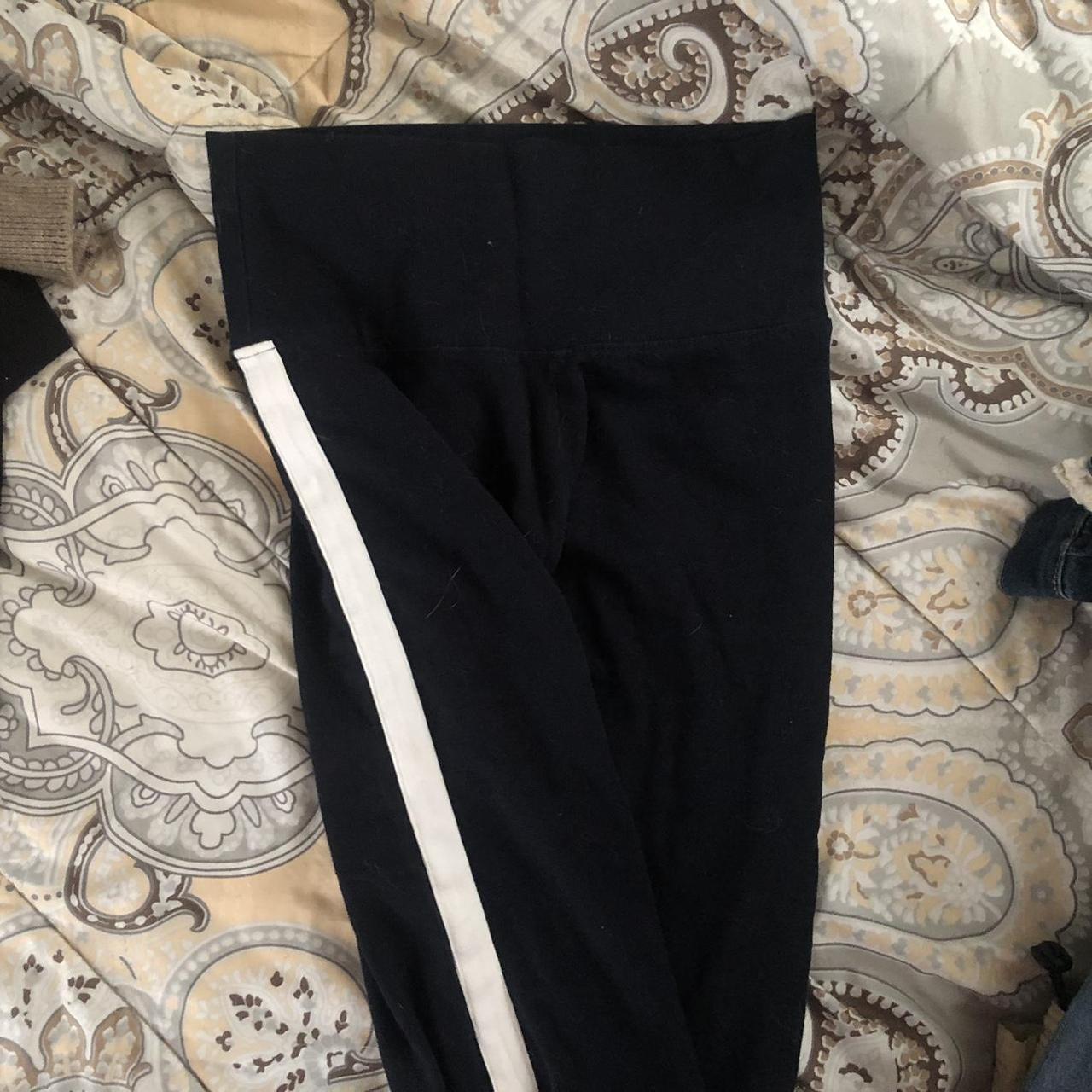 brandy melville white stripe navy sweatpants worn a... - Depop