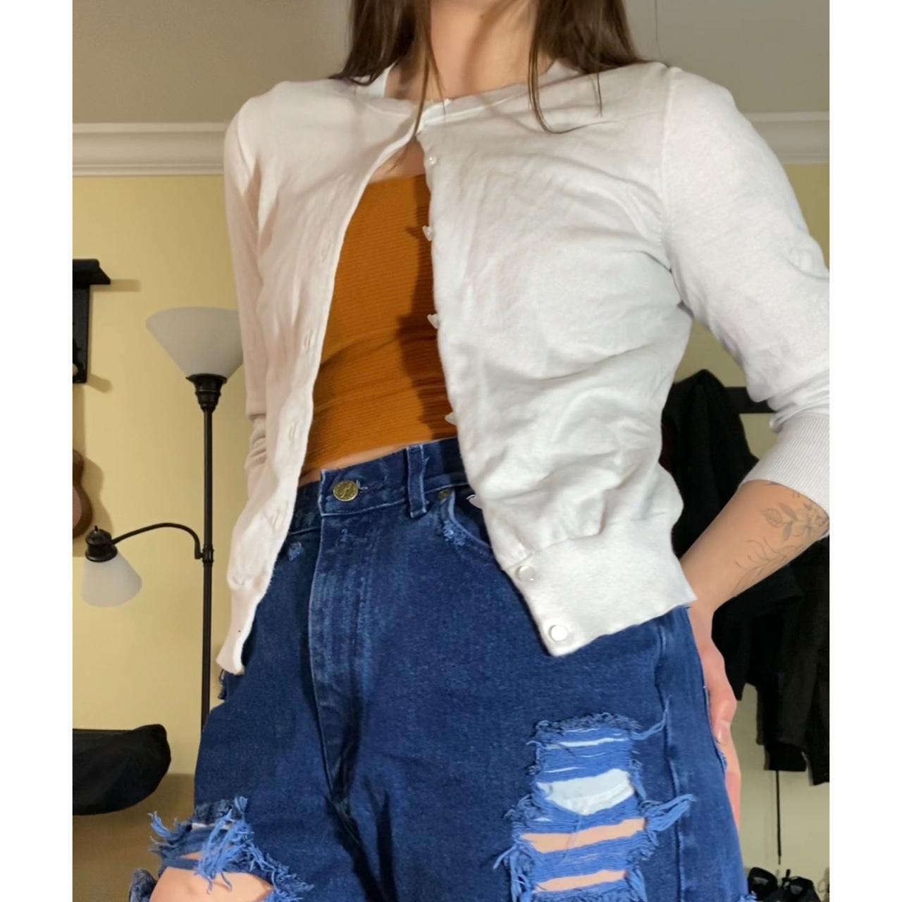 J.Crew Women's White Cardigan Depop