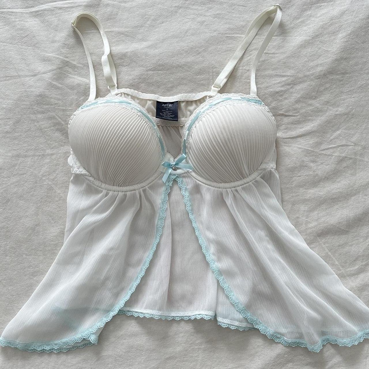 tiffany blue babydoll lingerie top flows around your... - Depop