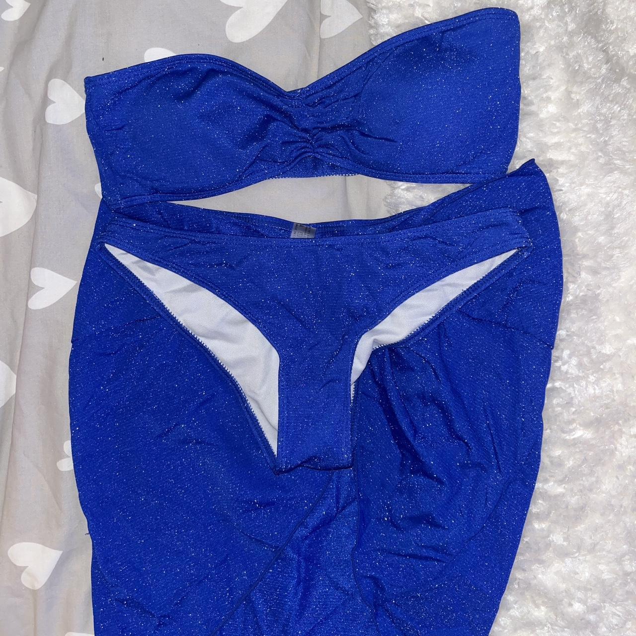 Blue glitter sparkly bikini 3 piece Size small Worn... Depop