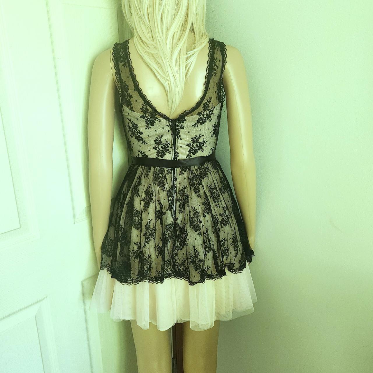 B. Darlin Dress Black Lace Overlay with Beige Tulle... - Depop