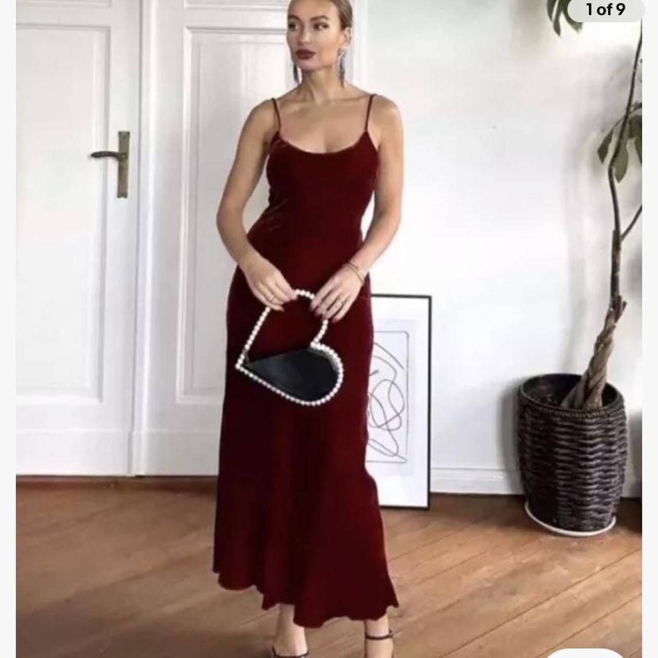 Tiktok Burgundy Dress Zara ZARA NEW WOMAN SS23 RED ZW COLLECTION