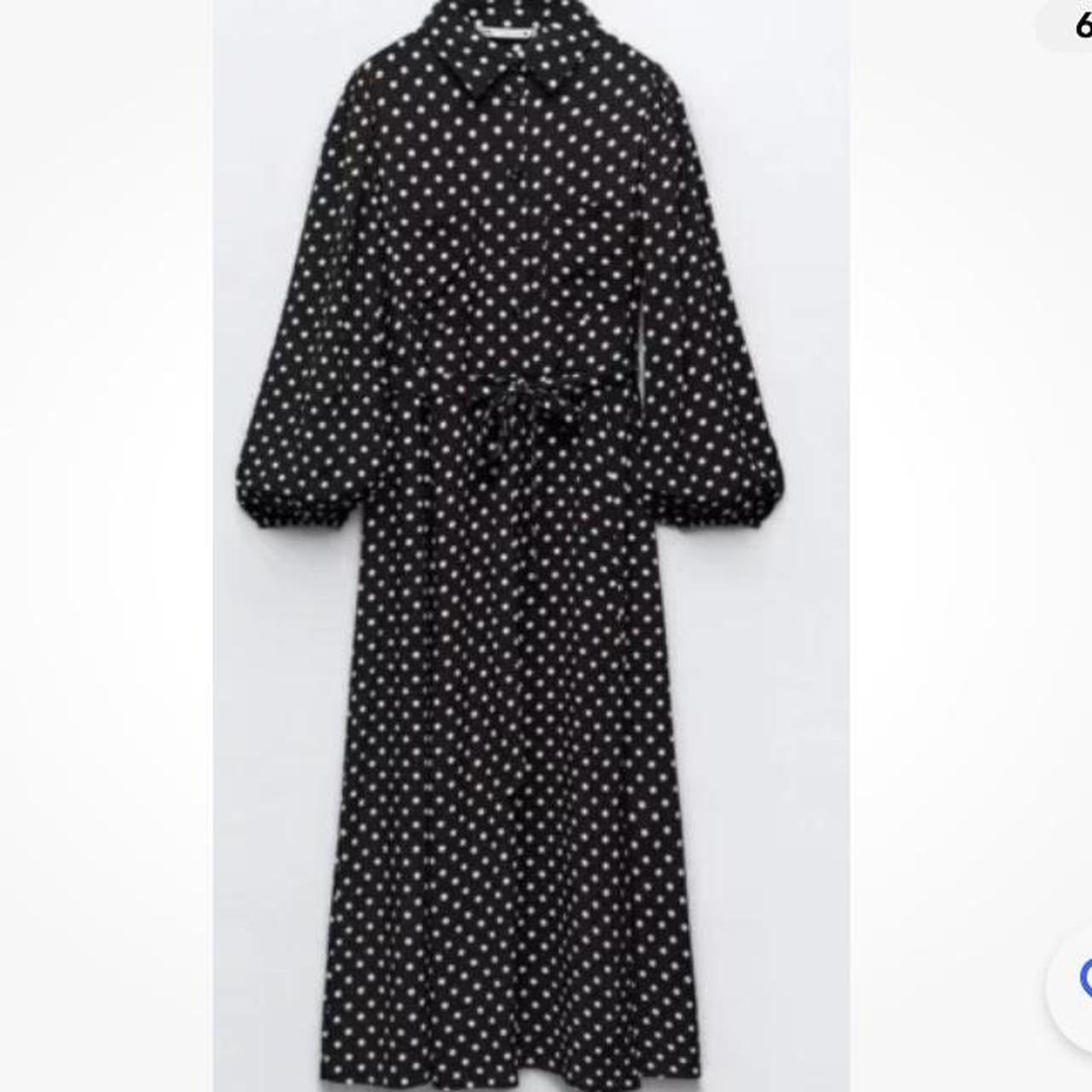 Zara White Polka Zara Polka Dot Maxi Shirt Dress ZARA POLKA DOT