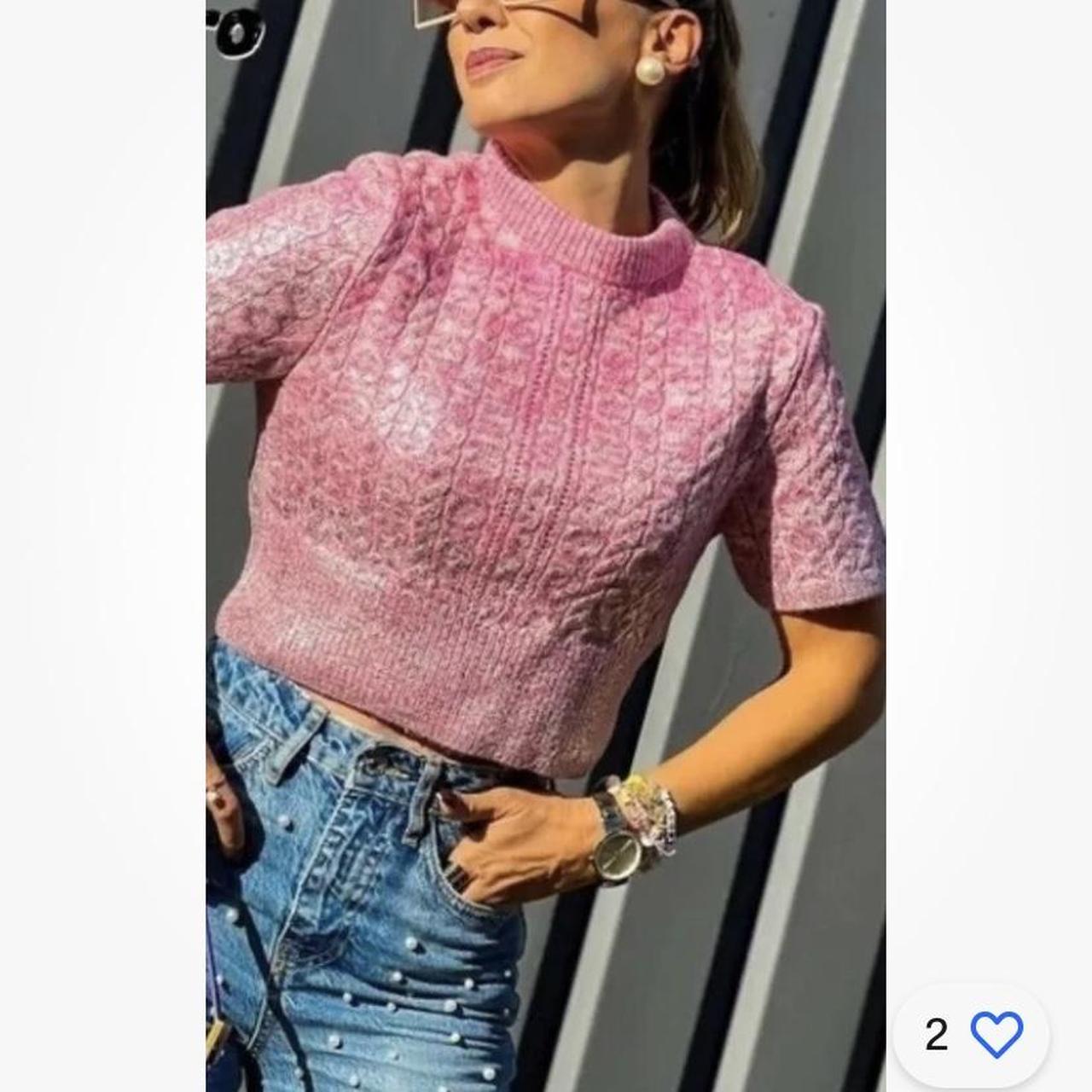 ZARA WOMAN NWT FW23 PINK CABLE KNIT METALLIC SWEATER | Depop