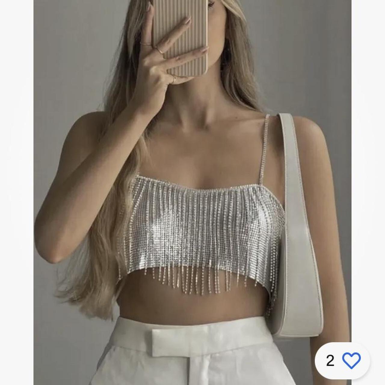 ルミエラブ ZARA WOMAN NWT SS23 CROP TOP WITH FRINGING AND | Depop