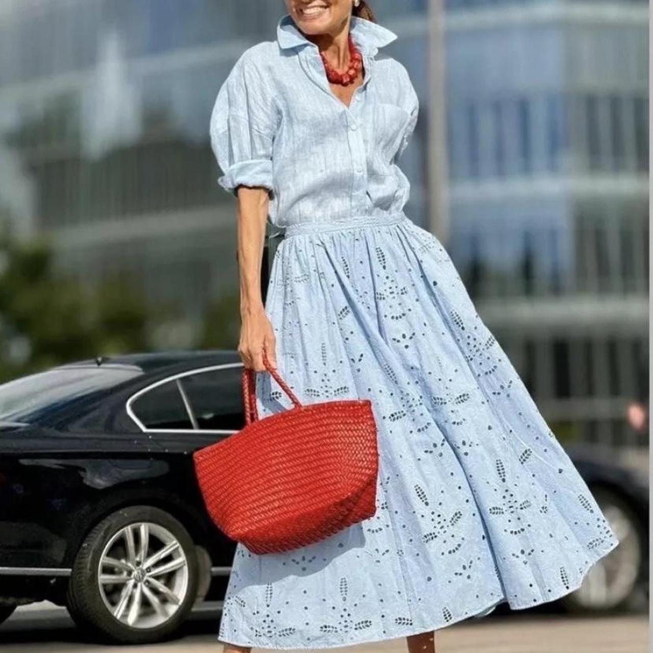スカート Dress+skirt(S) ZARA WOMAN NWT SS24 ZW COLLECTION CAPE SKIRT CUTWORK | Depop