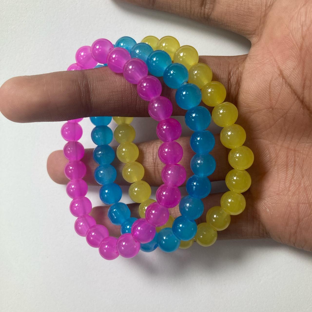 y2k handmade bead bracelet pack 3 bracelets 7 inches... - Depop