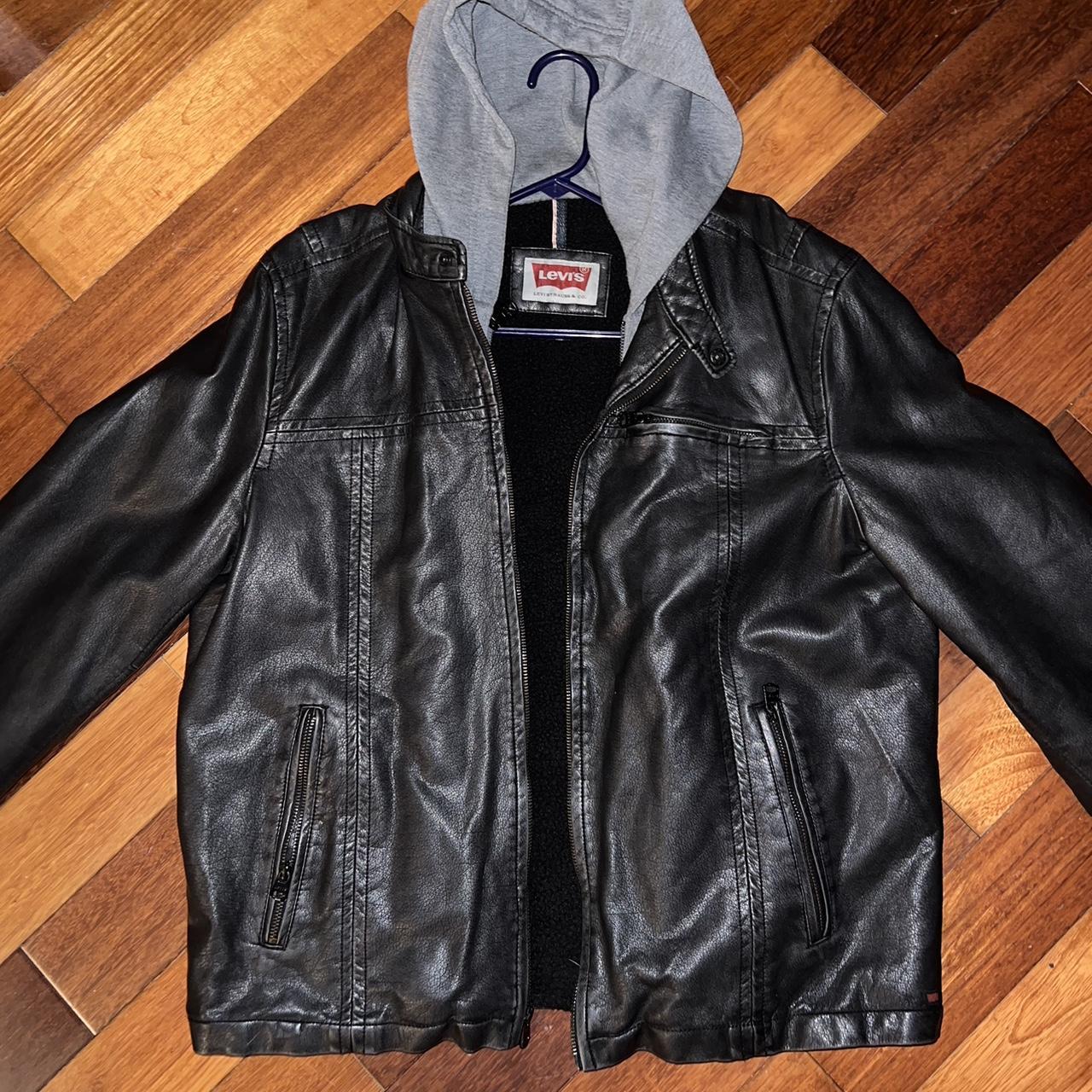 Levi's faux leather hooded on sale jacket