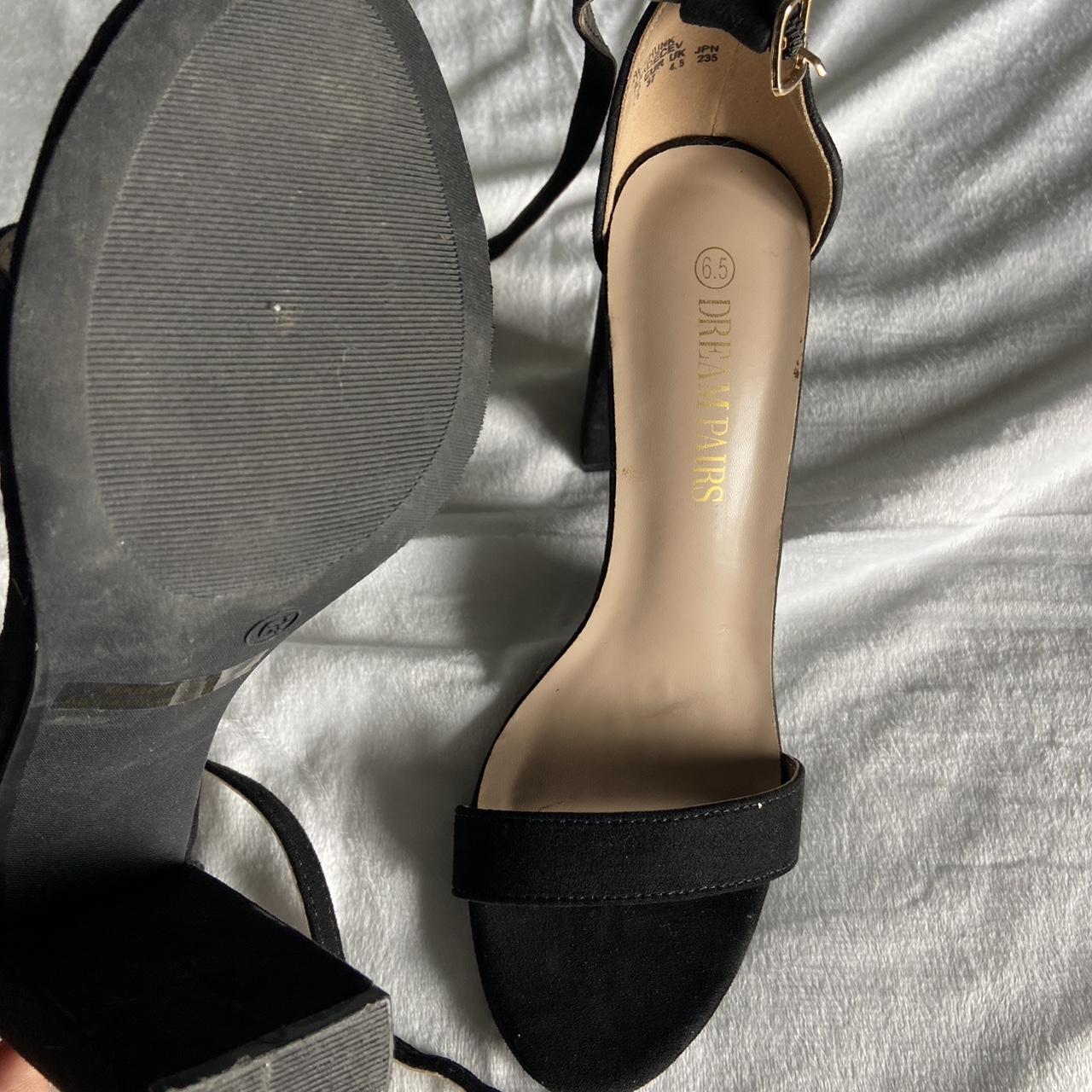 black heels with long straps