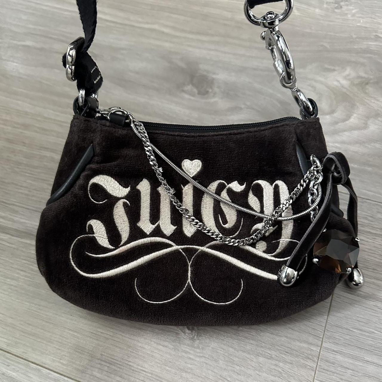 Juicy newest Couture Y2K Velour Black Embroidered Satchel Bag