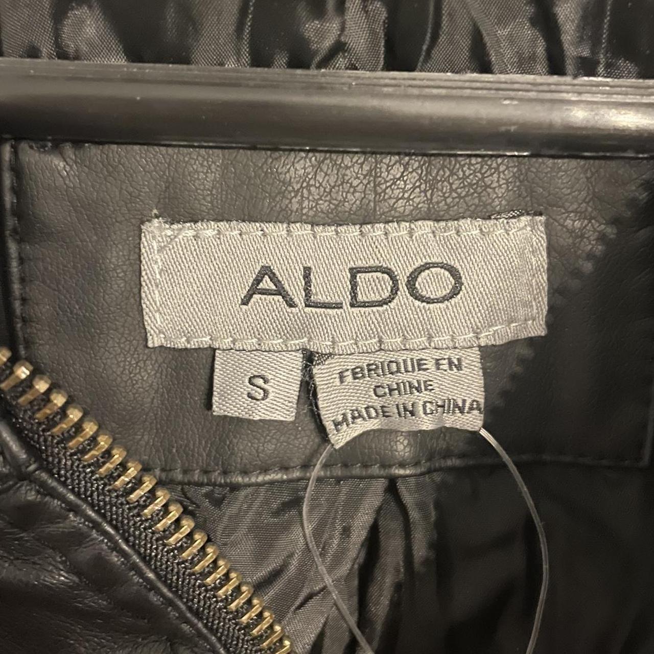 Black Aldo Faux Leather Jacket with Faux Fur... - Depop