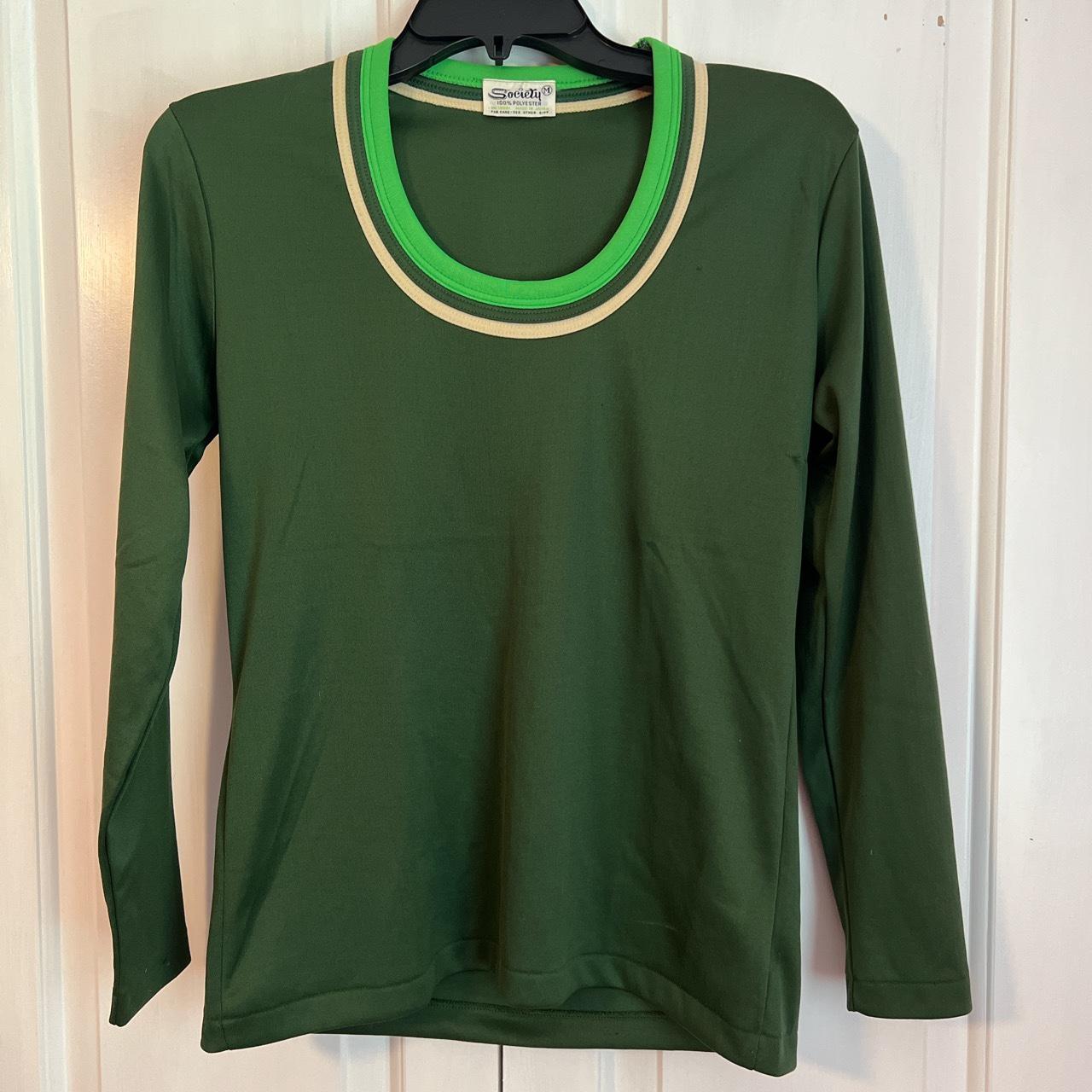 Vintage, sporty green top. Has a few imperfections,... - Depop