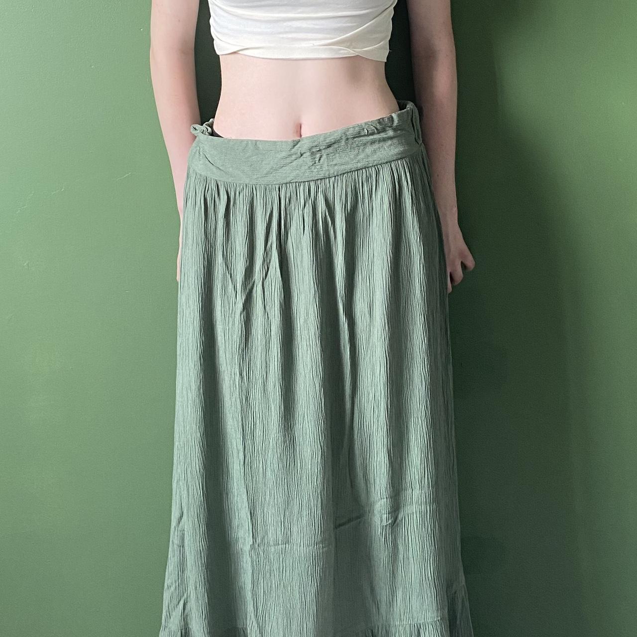 Long green skirt Flowy fabric green