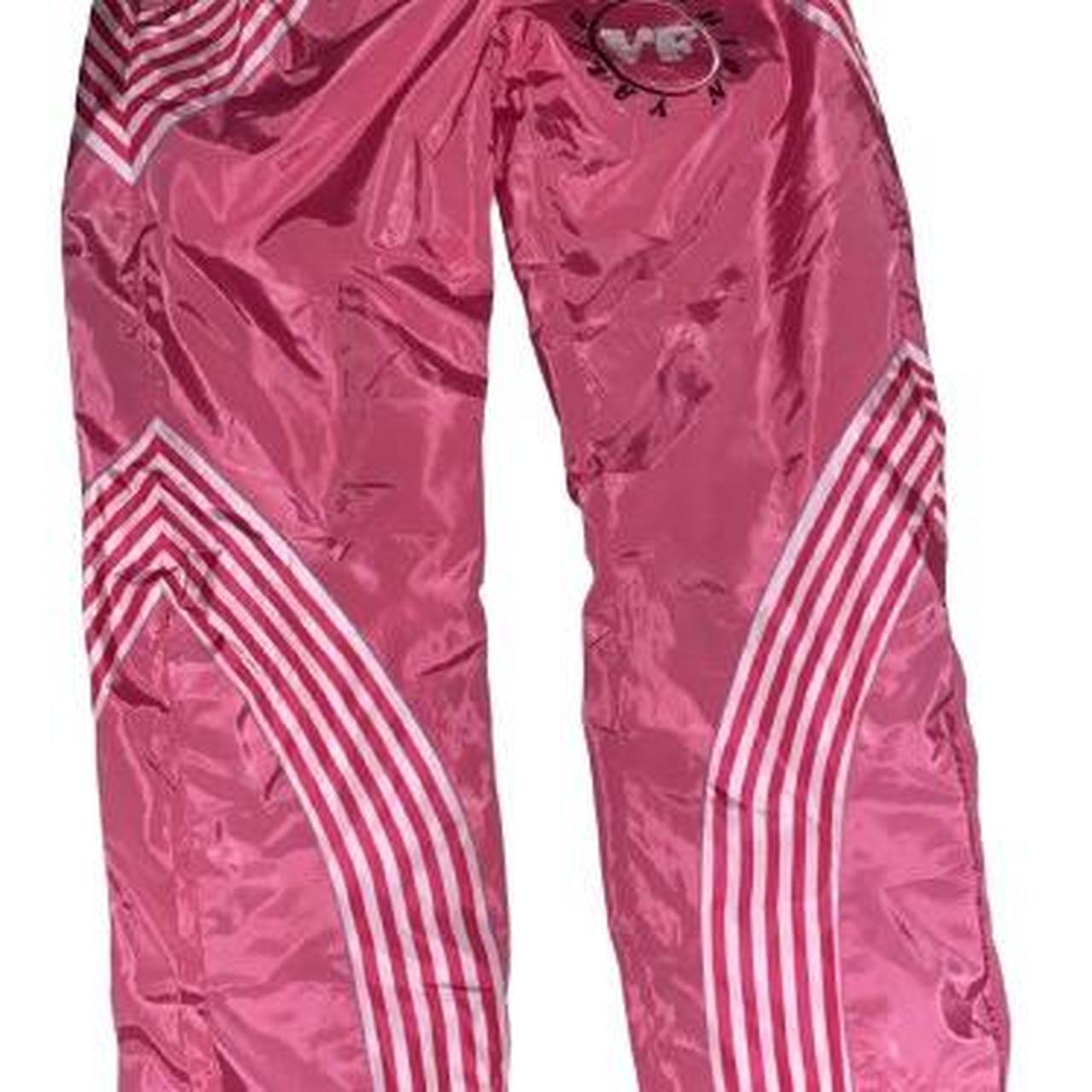 Pink and white track pants from my clothing brand... Depop