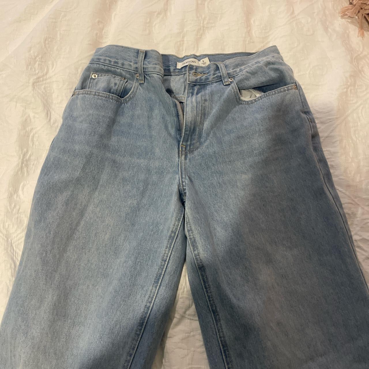 Glassons light wash low rise jeans Size 8 To big... - Depop