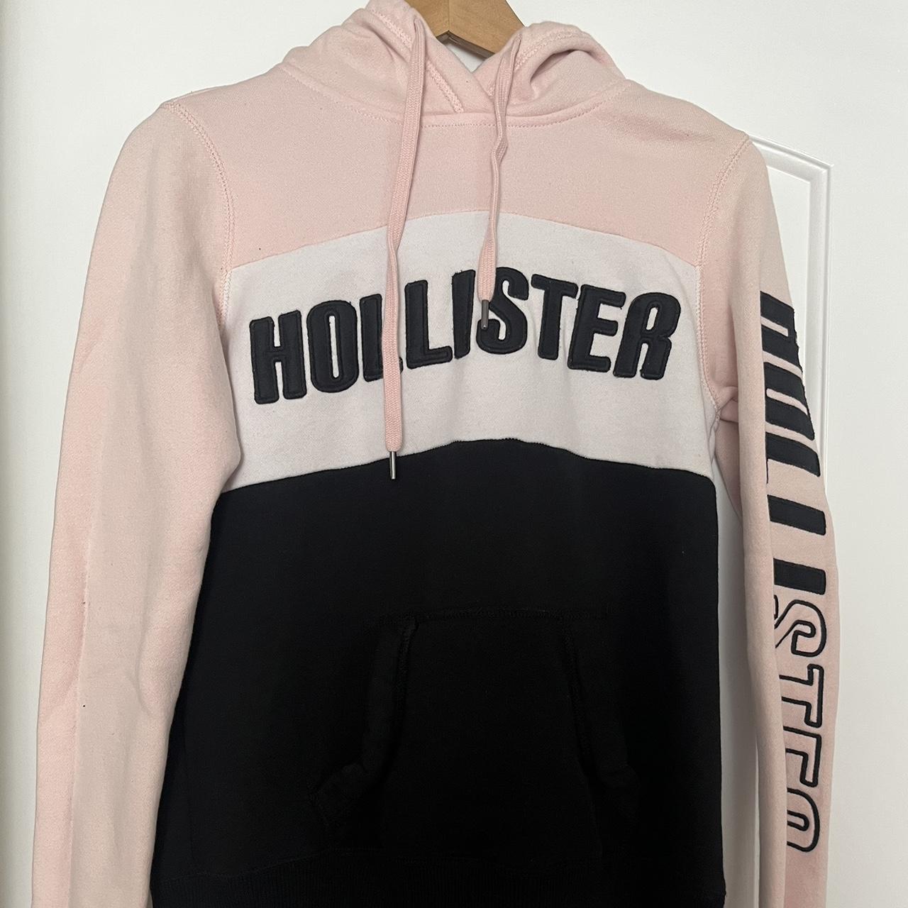 Black and shop pink hollister hoodie