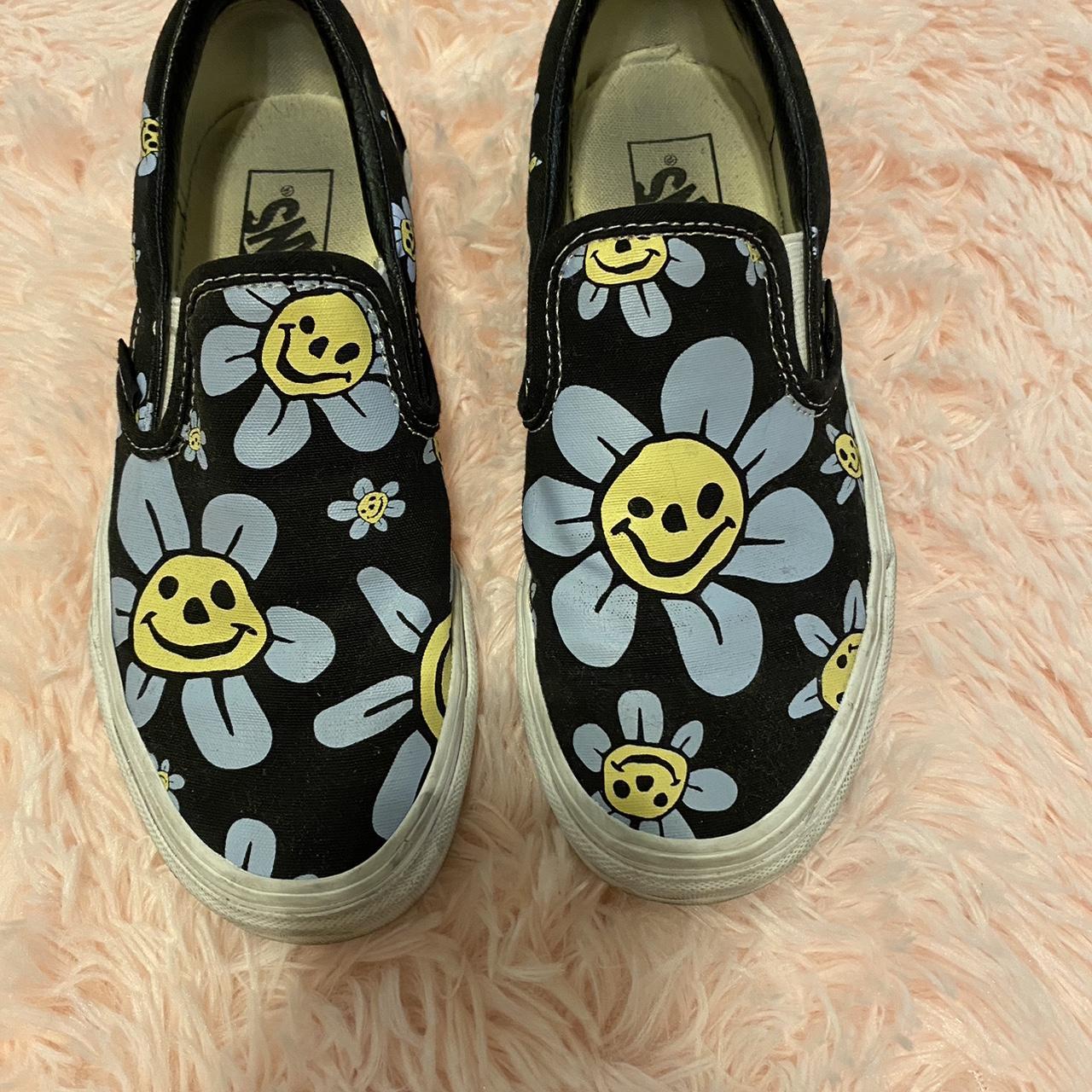 Vans slip store on blue flower