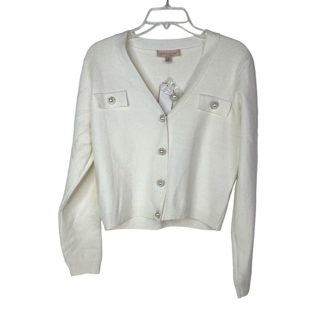 Philosophy Cardigan Women s Medium Faux Pearl Button