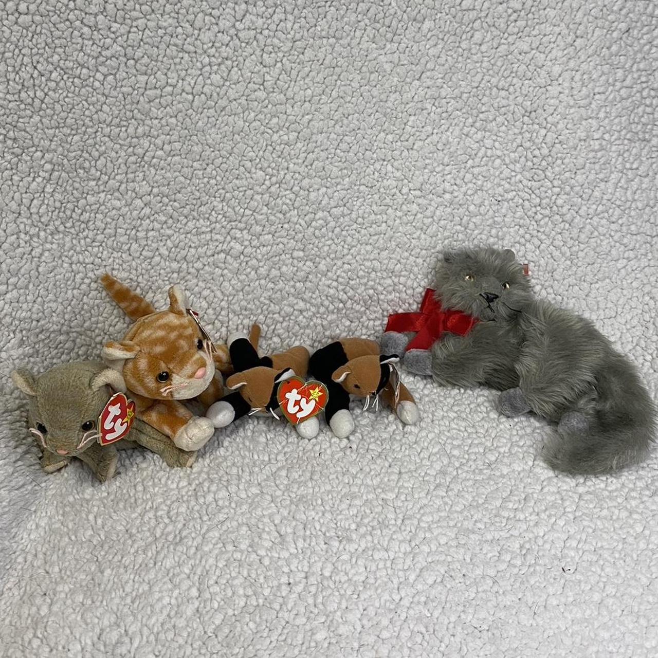 5 TY Beanie Baby Cats, •Chip x2 Teenie (1993), •Scat