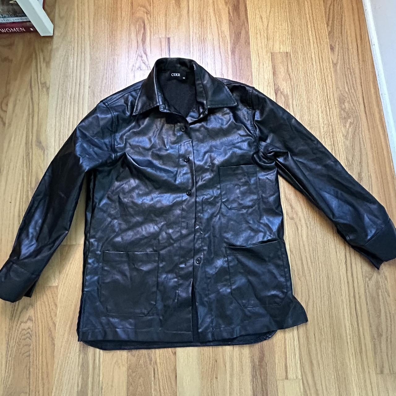 Cider faux leather button down jacket Barely worn,... - Depop