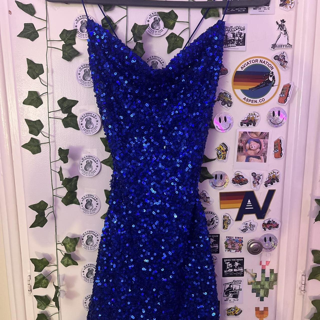 sequins/ royal blue/ windsor dress for hoco, formal,... Depop