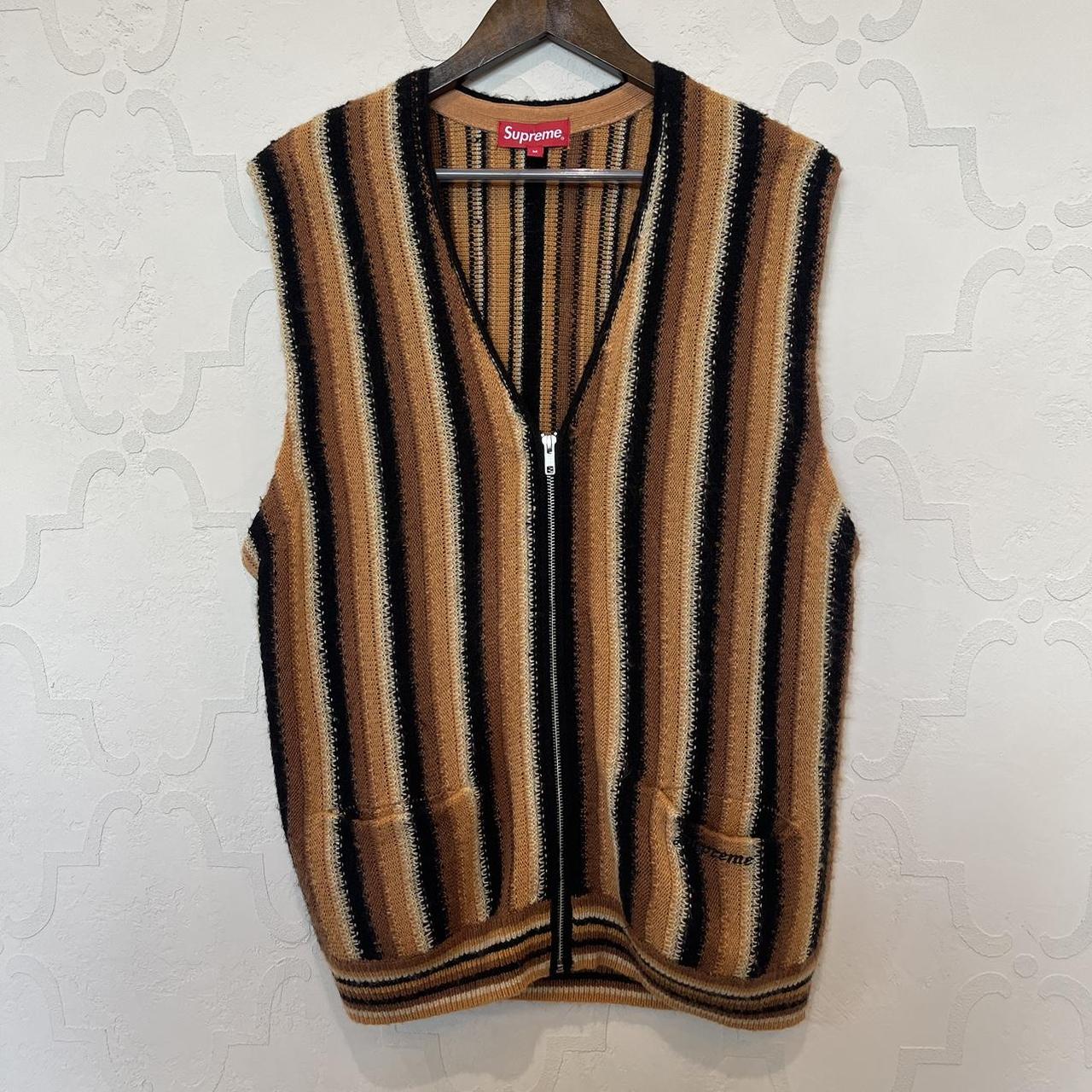 Supreme Zip Up Sweater Vest Multicolor Stripes,... - Depop