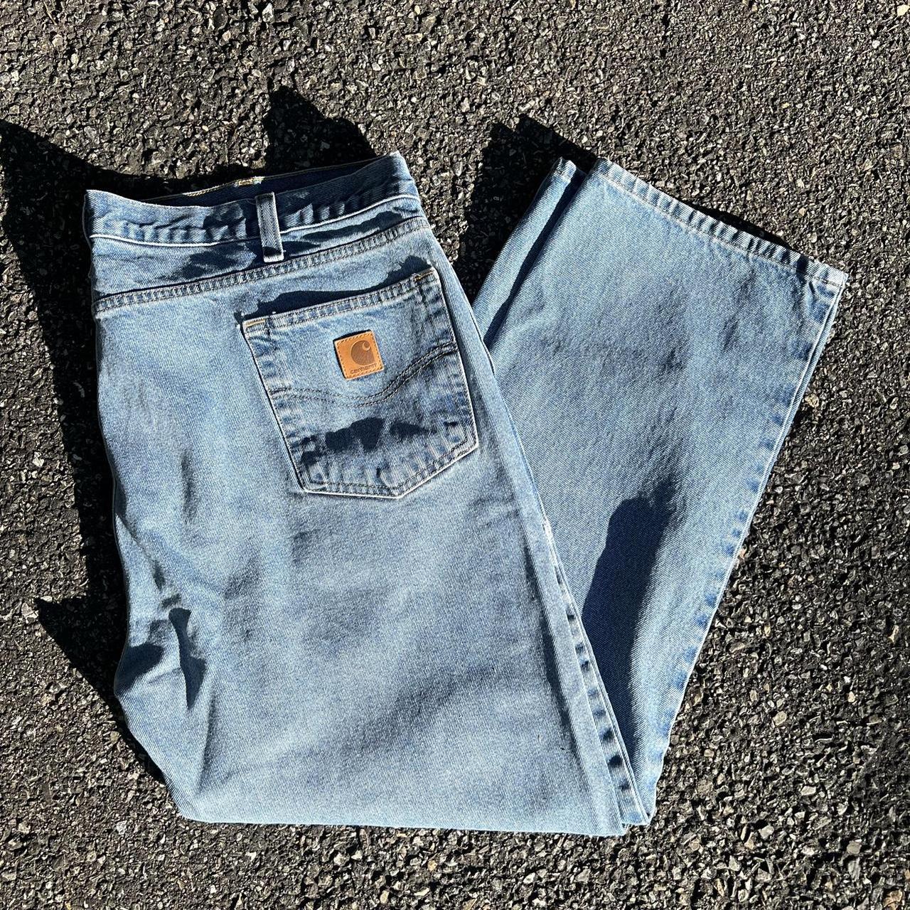 Carhartt straight leg distressed jeans men’s size 44x30 - Depop