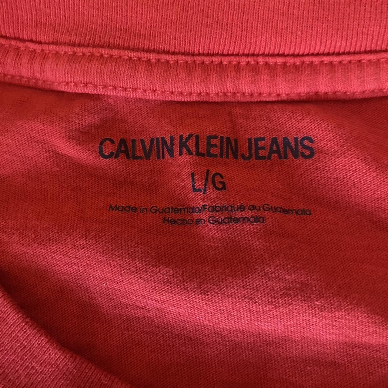 Calvin Klein Jeans Men's Red and Black Tshirt Depop