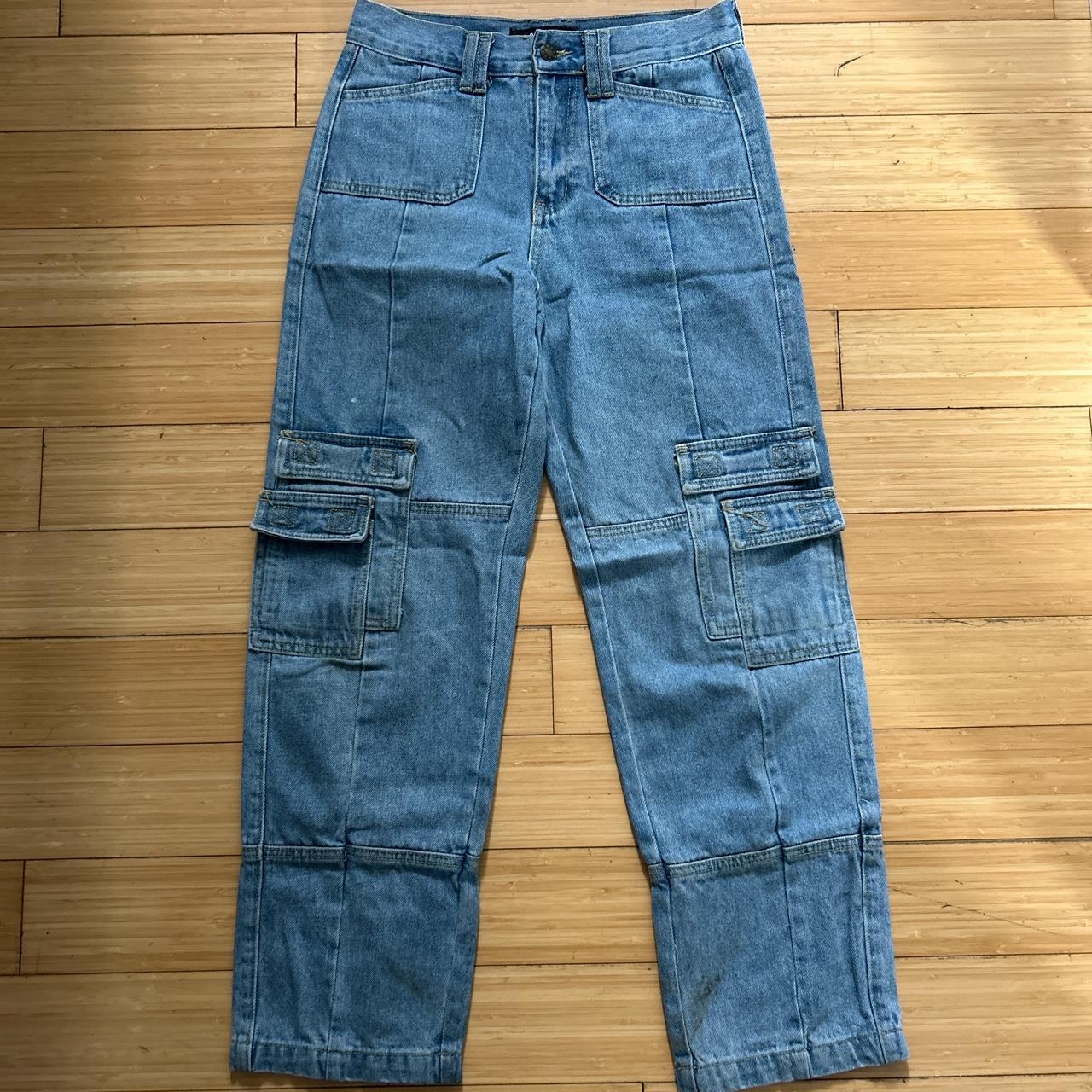 lioness cargo baggy jeans measurements - 14 inch... - Depop