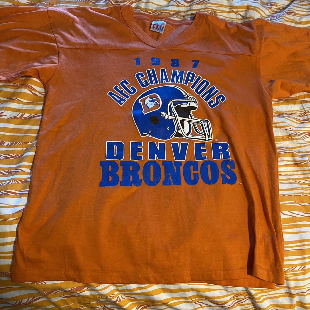 Vintage NFL Denver Broncos AFC Champs Tee Shirt 1987 Large Made USA