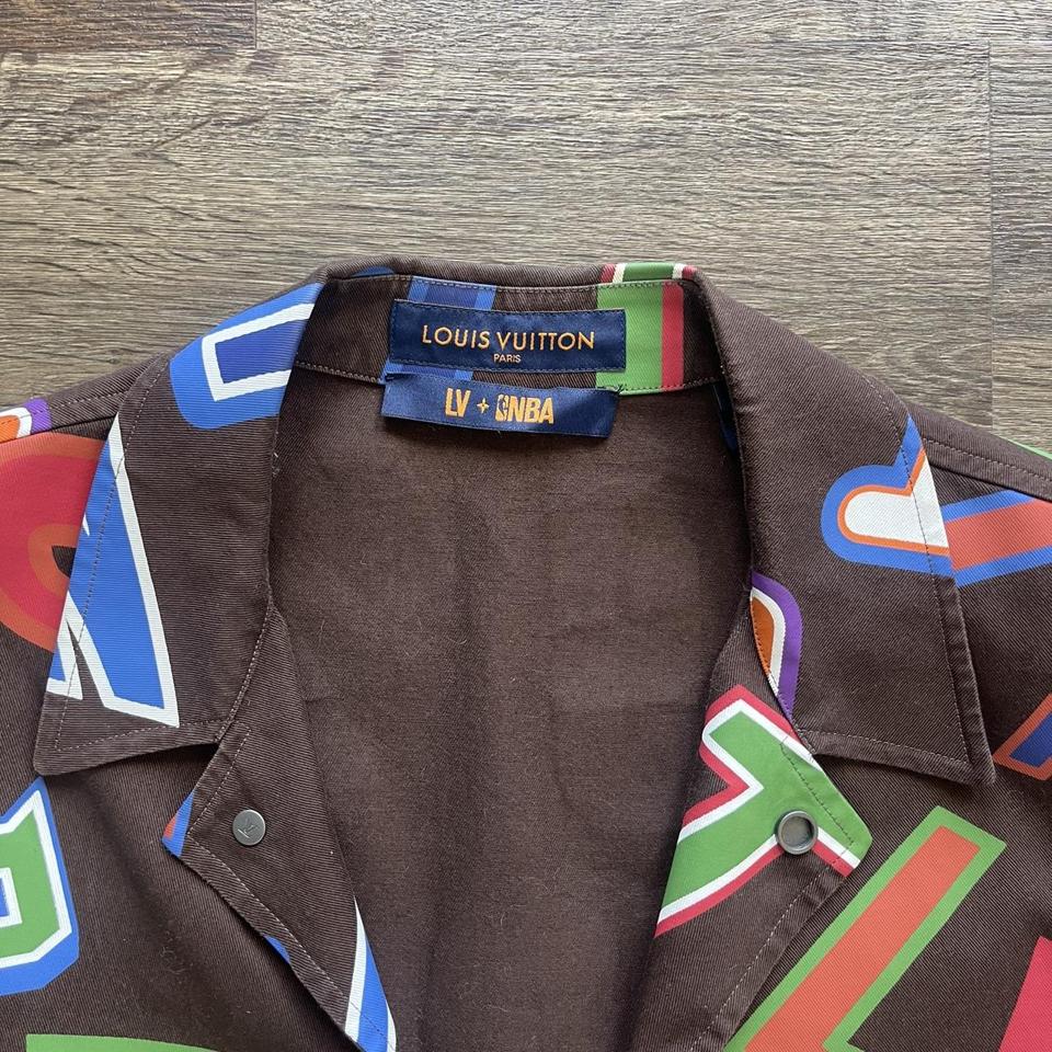 Louis Vuitton x NBA Basketball Letters Button Up Shirt Brown Pre