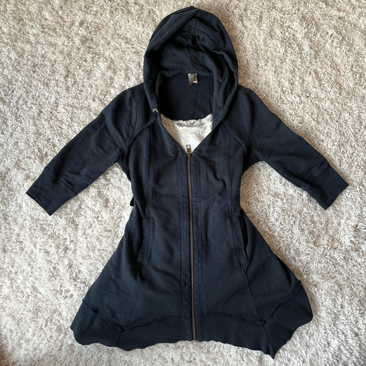 Grunge Long navy Hoodie -so cool, especially the... - Depop