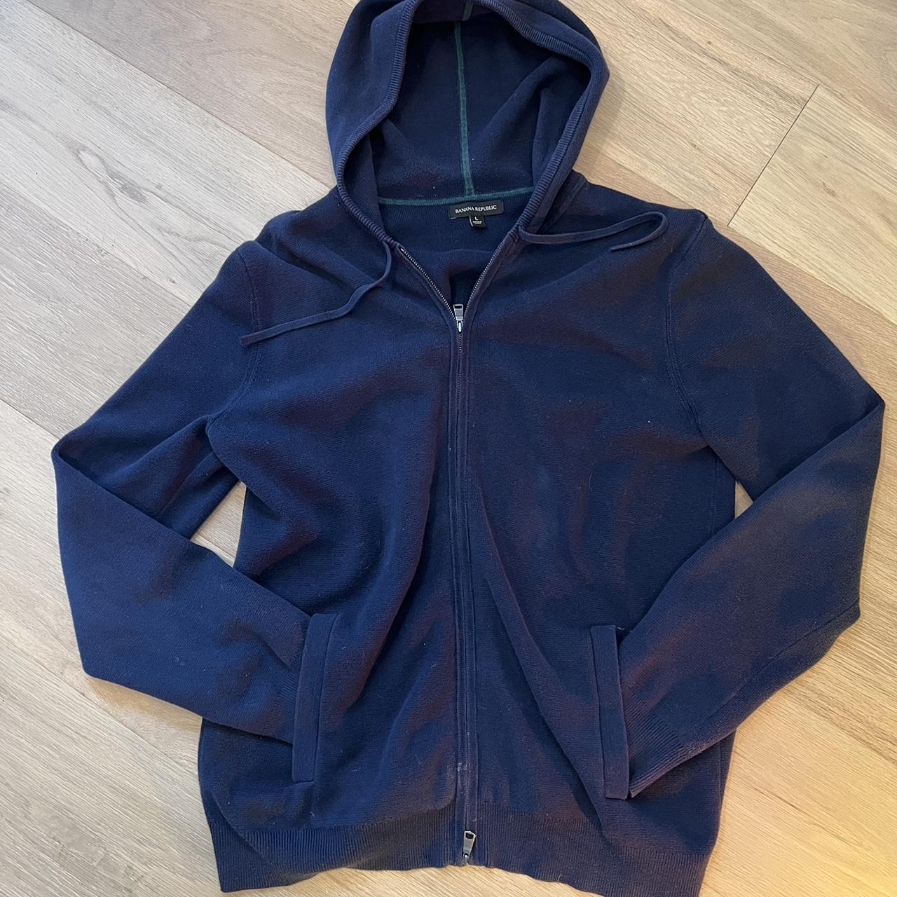 L Banana Republic zip up navy sweater, thick... - Depop