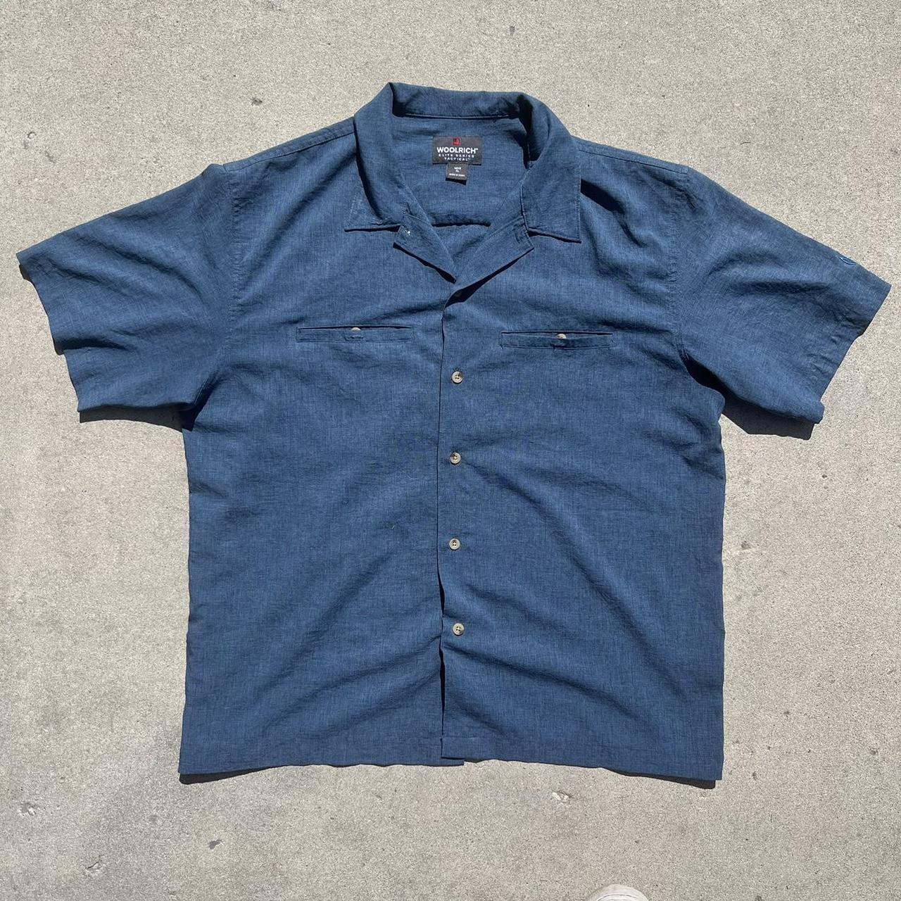 Woolrich Men's Navy and Blue Shirt | Depop