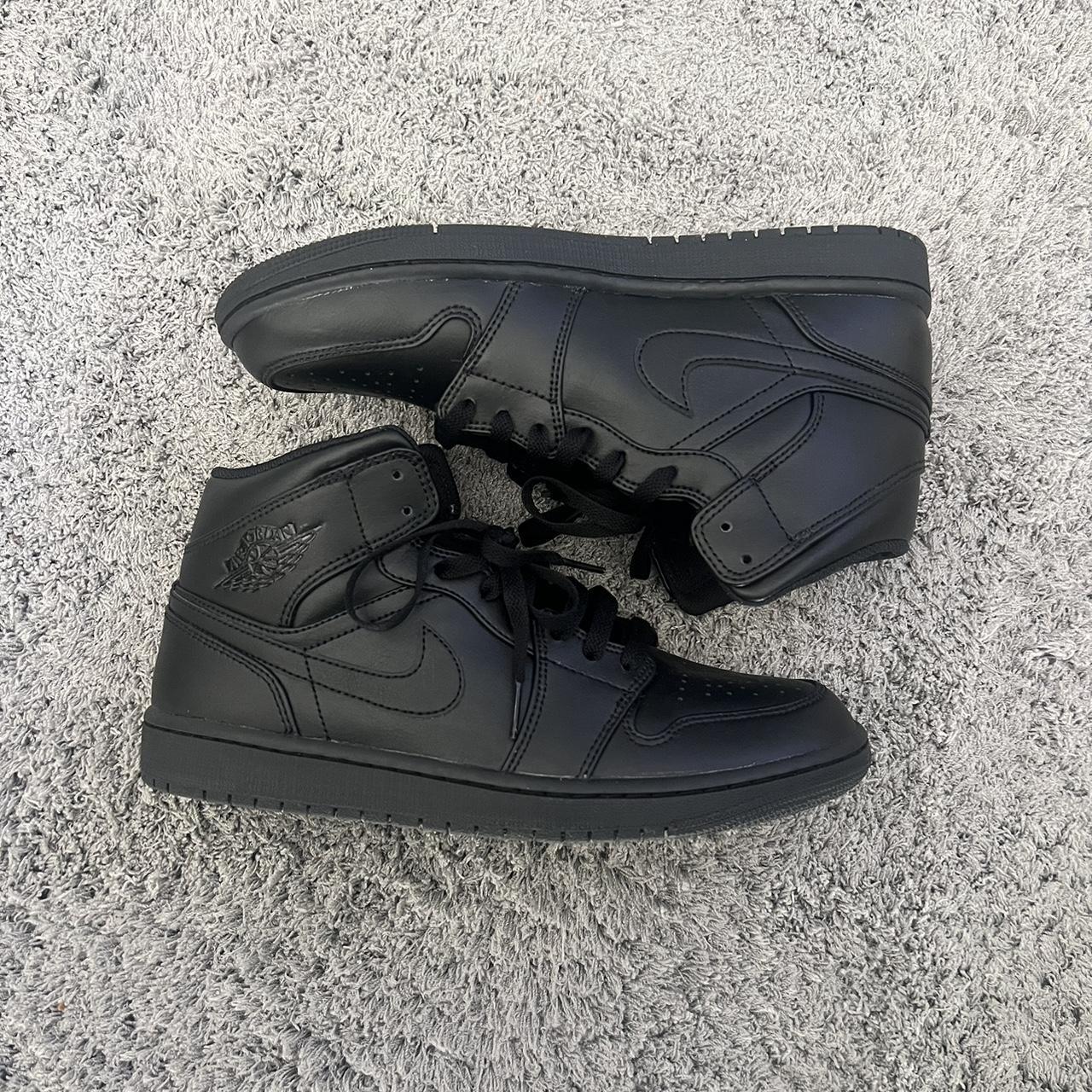 Jordan 1s Black mid top only worn 3 times. #jordans... - Depop