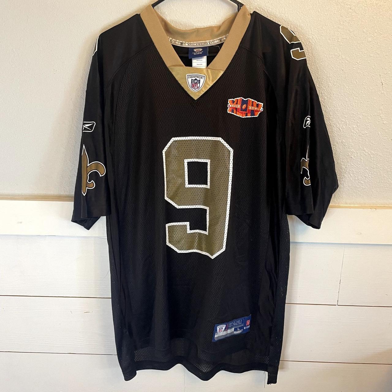 2011 REEBOK DREW BREES #9 BLACK SUPER BOWL XLIV JERSEY SAINTS SIZE YOUTH  LARGE