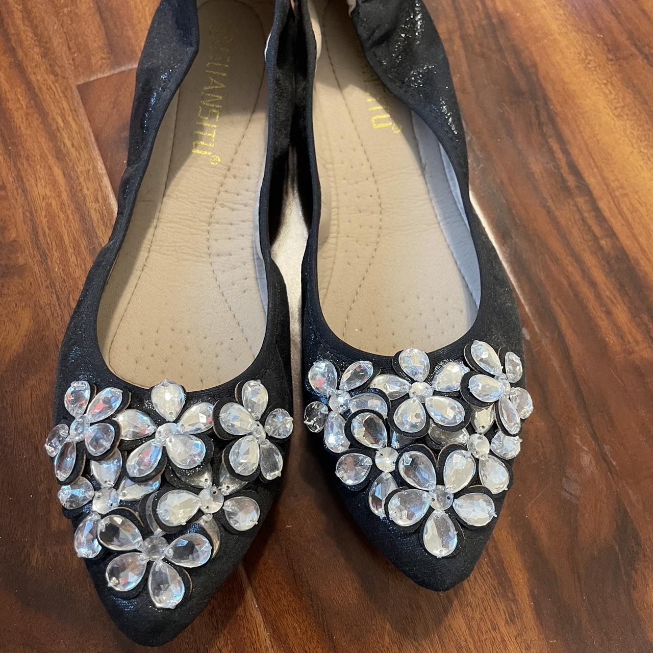 Silver on sale embellished flats