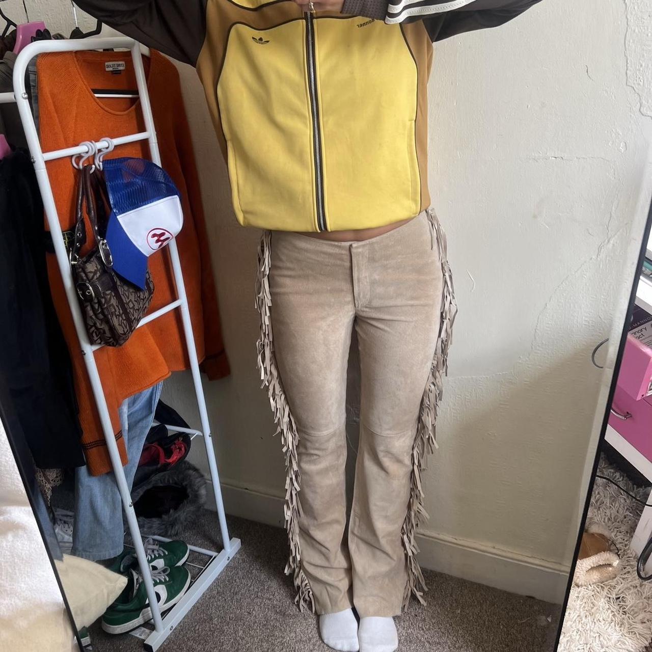 real suede vintage cowboy tassel / fringe trousers... Depop