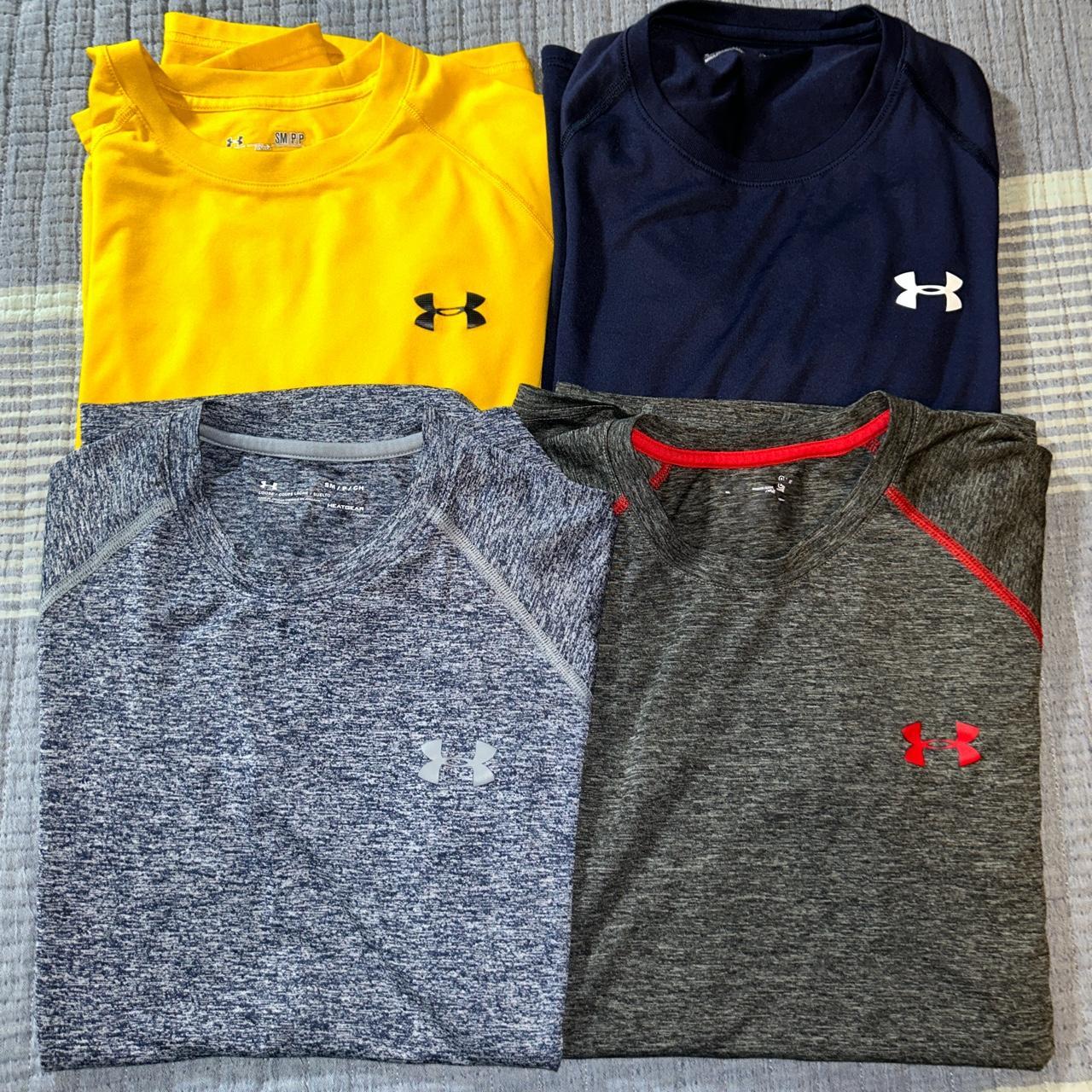 Under Armour Men's Black and Yellow Tshirt Depop