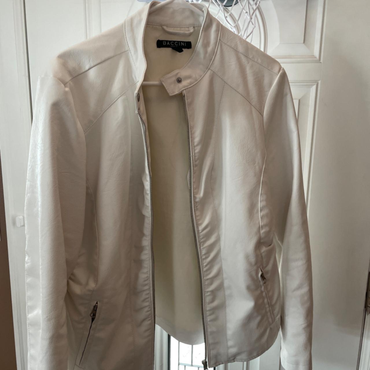 baccini leather jacket white