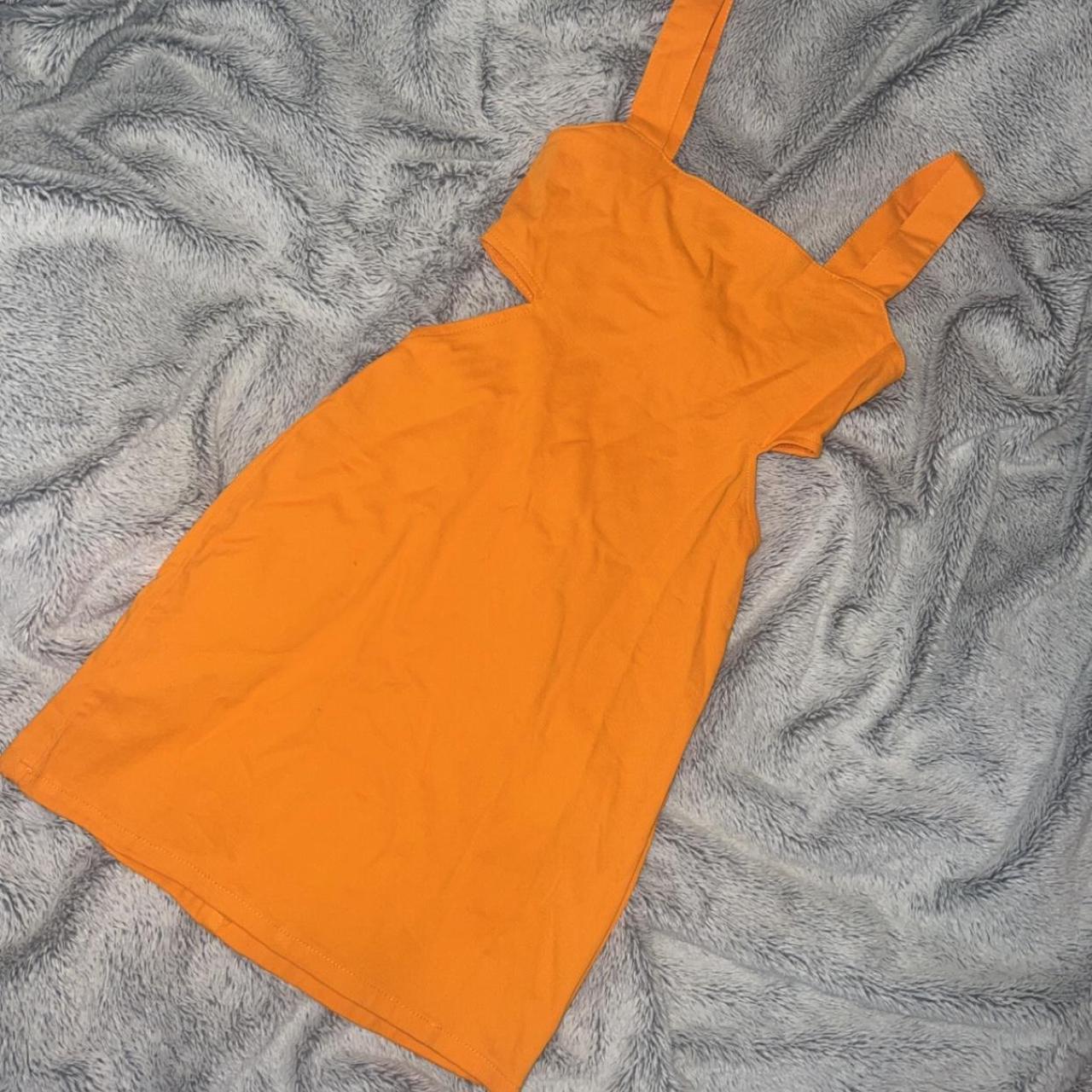 Orange denim dress Depop
