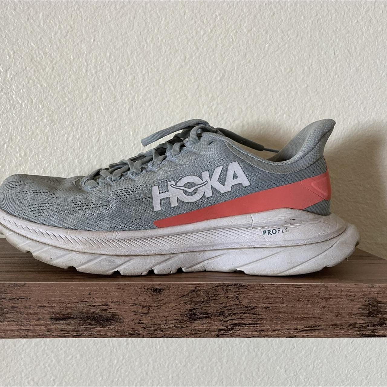 Hoka One One Women's Blue and Pink Trainers | Depop