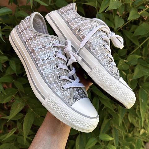 Converse glitter on sale ox silver