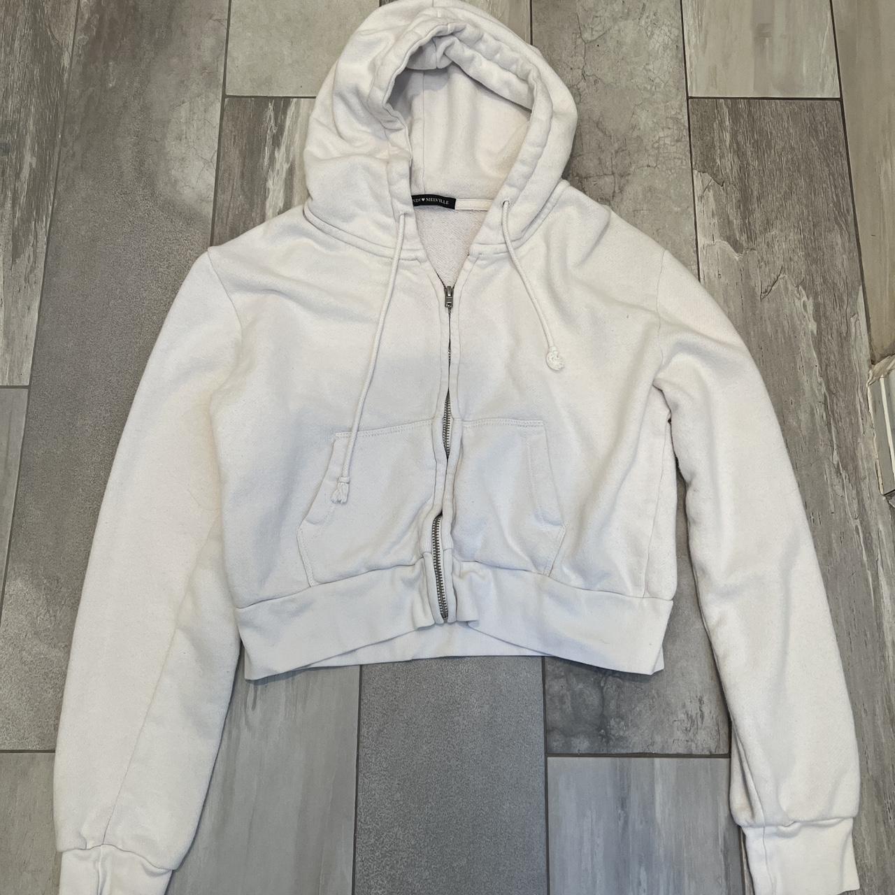 Brandy Melville Women's White Hoodie Depop