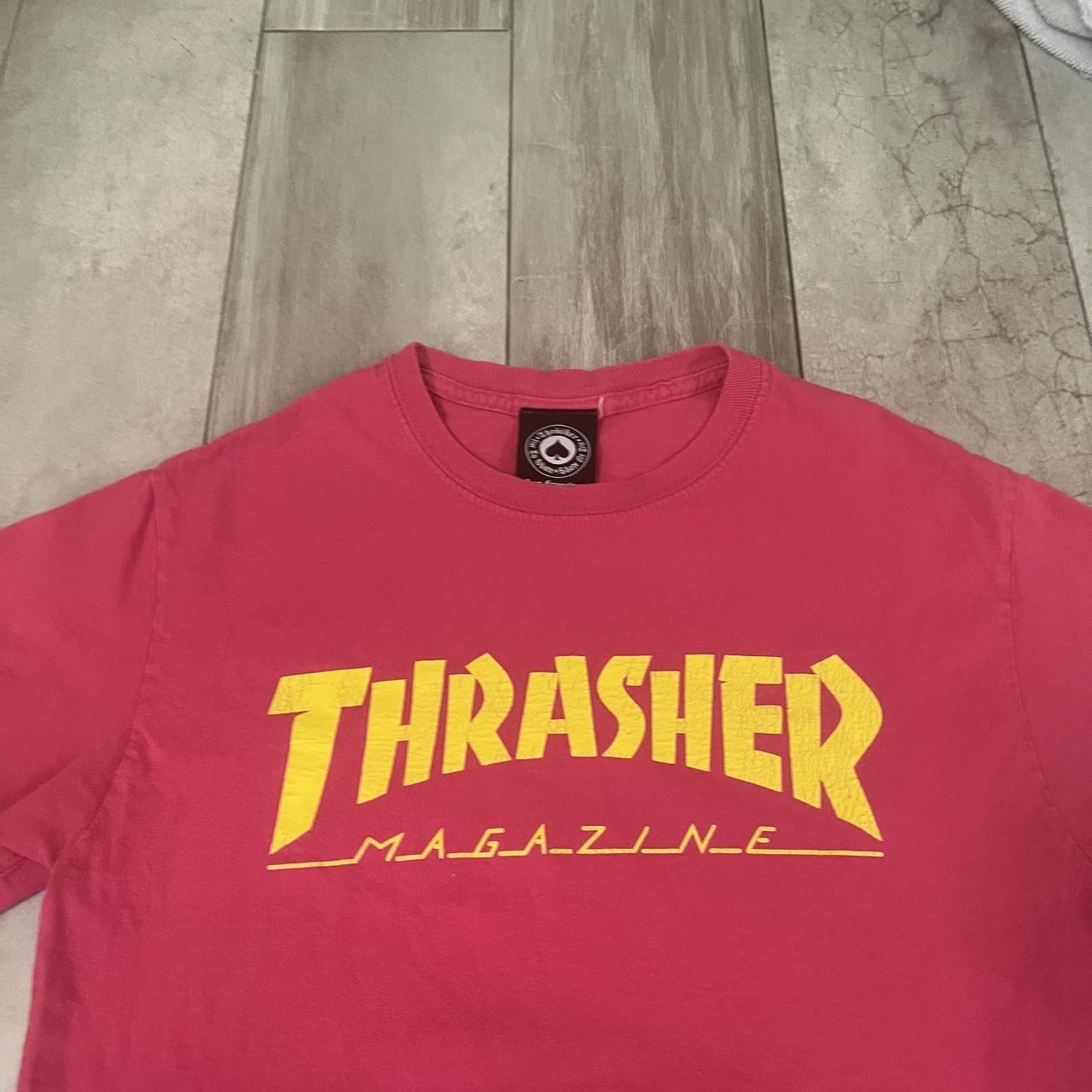 Pink yellow thrasher top shirt