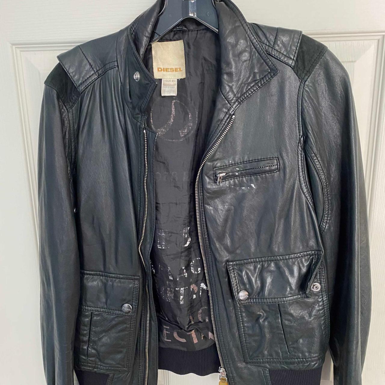 Vintage Diesel Leather Bomber Jacket In good used... - Depop