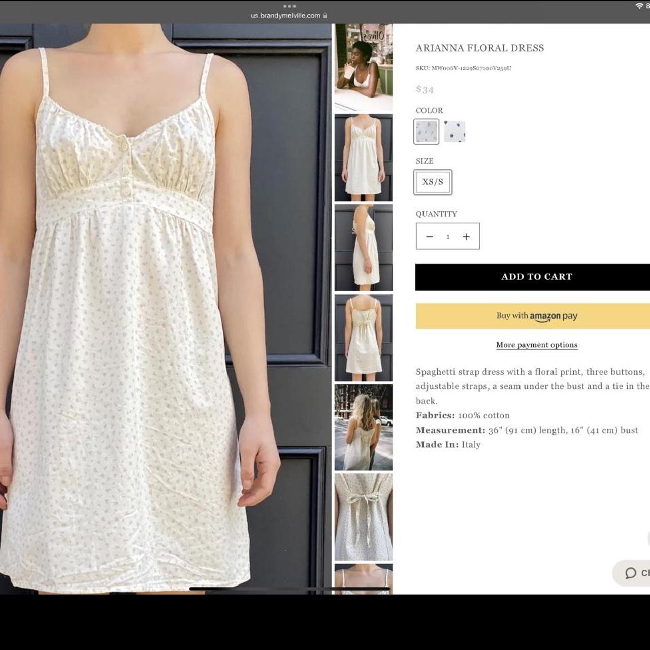 Brandy Melville Women's White and Green Dress Depop