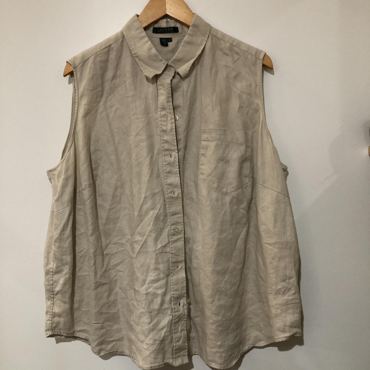 Lauren by Ralph Lauren Linen Sleeveless Blouse - Depop