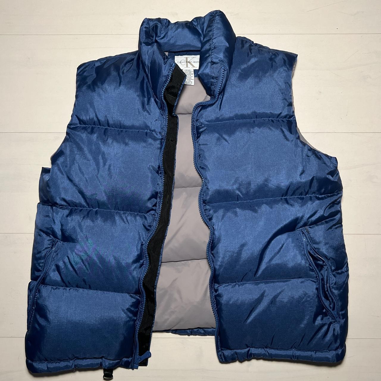 Calvin Klein Men's Blue and Black Gilet | Depop