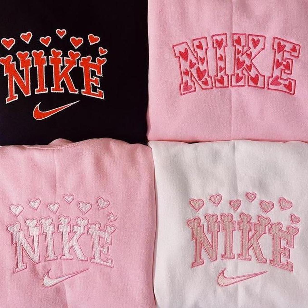 Nike custom heart print sweatshirt 🌸💓 Size M 50%... - Depop